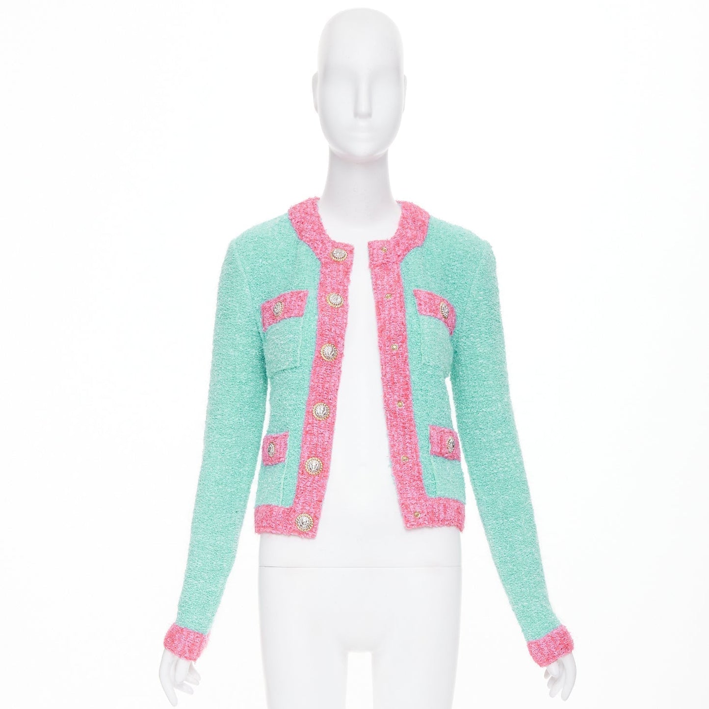 Women's Balmain boucle lurex buttoned knit cardigan