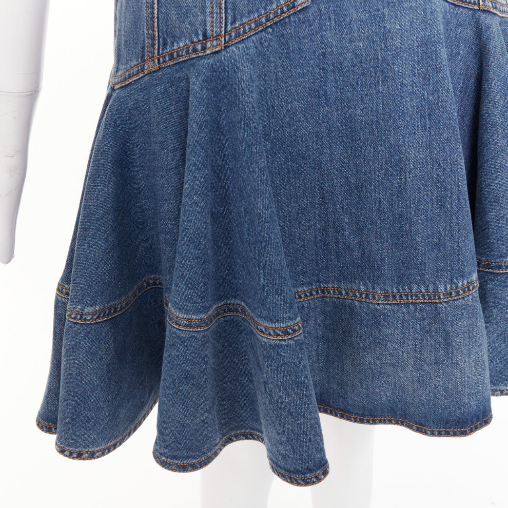 Women's Alexander McQueen denim open boat neck sleeve dress