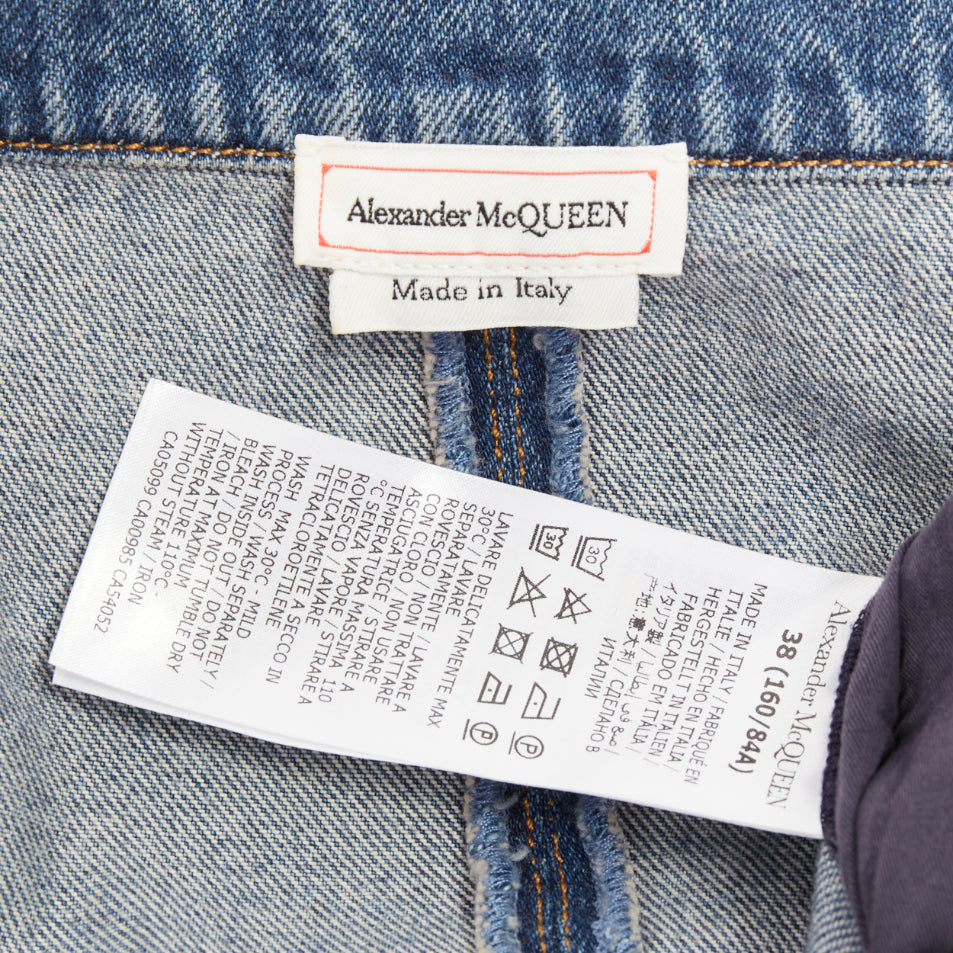 Women's Alexander McQueen denim open boat neck sleeve dress