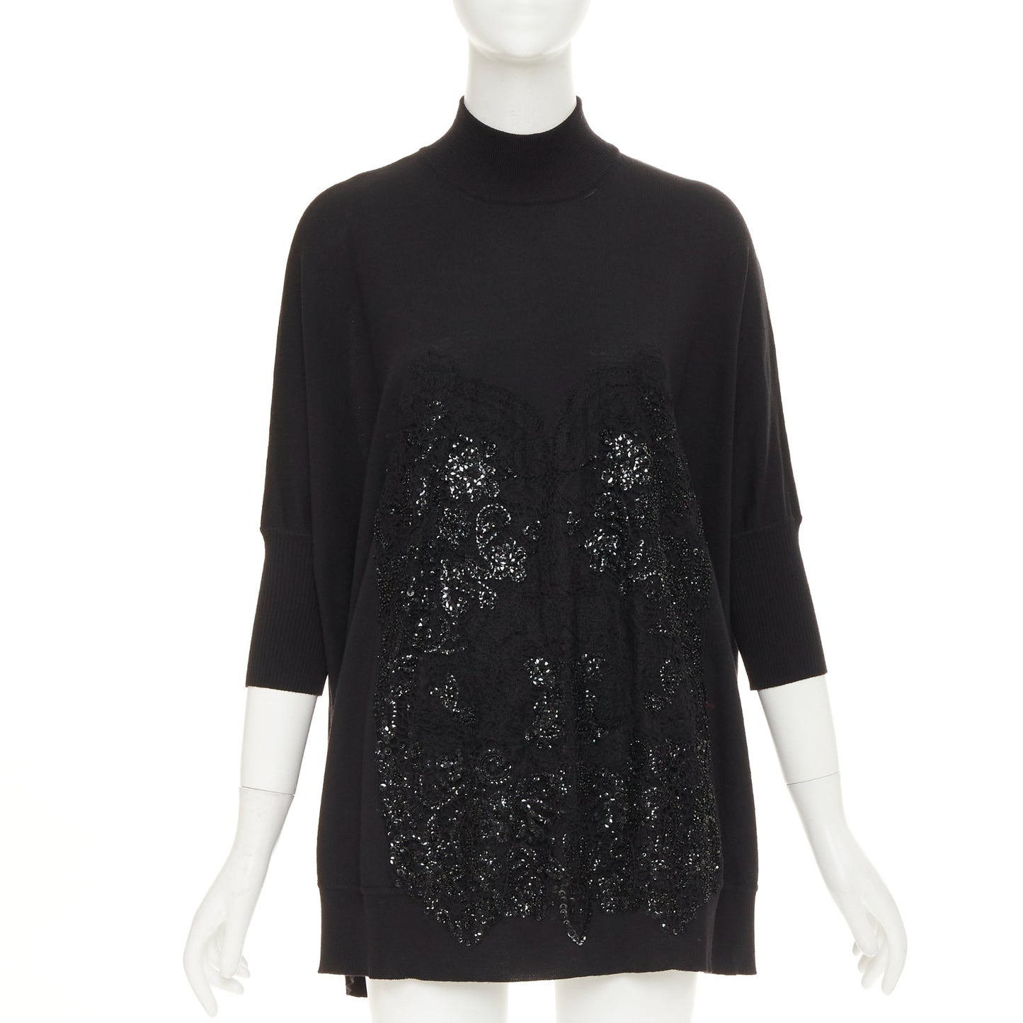Women's Givenchy wool blend sequin lace turtleneck tunic
