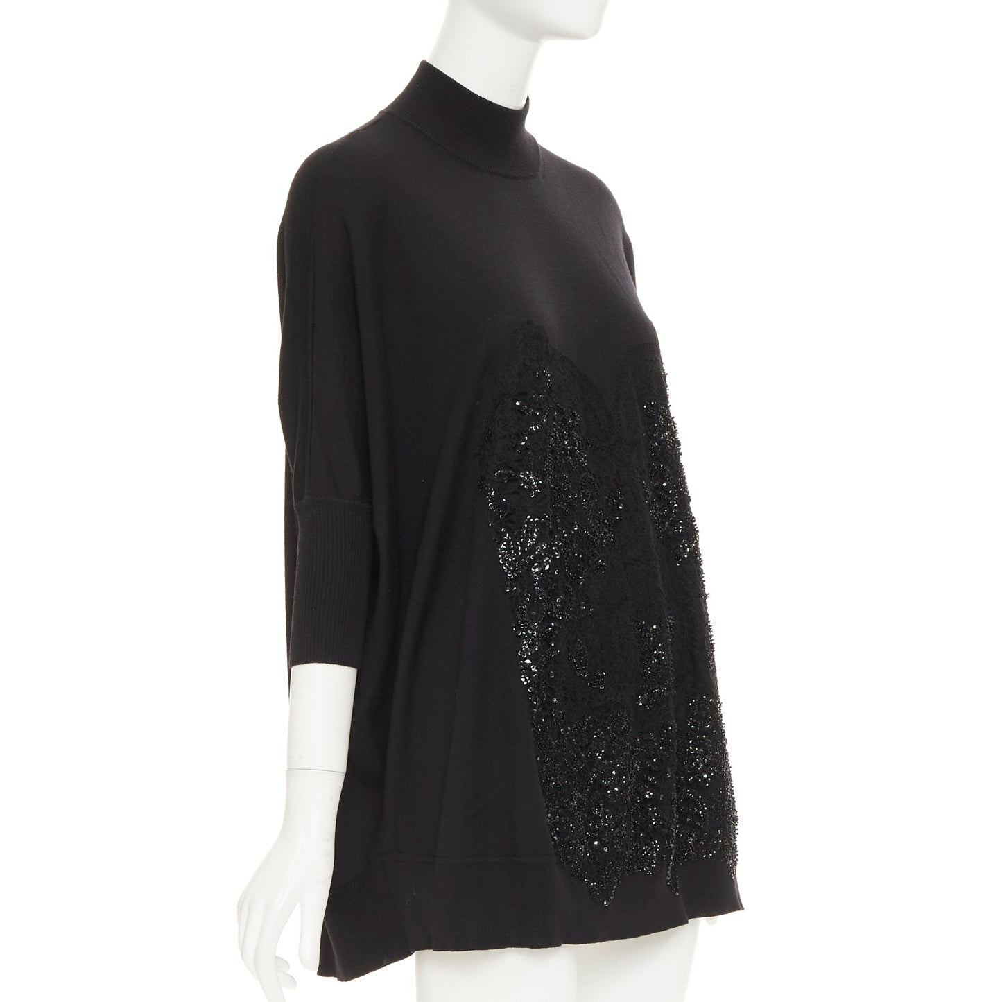 Women's Givenchy wool blend sequin lace turtleneck tunic