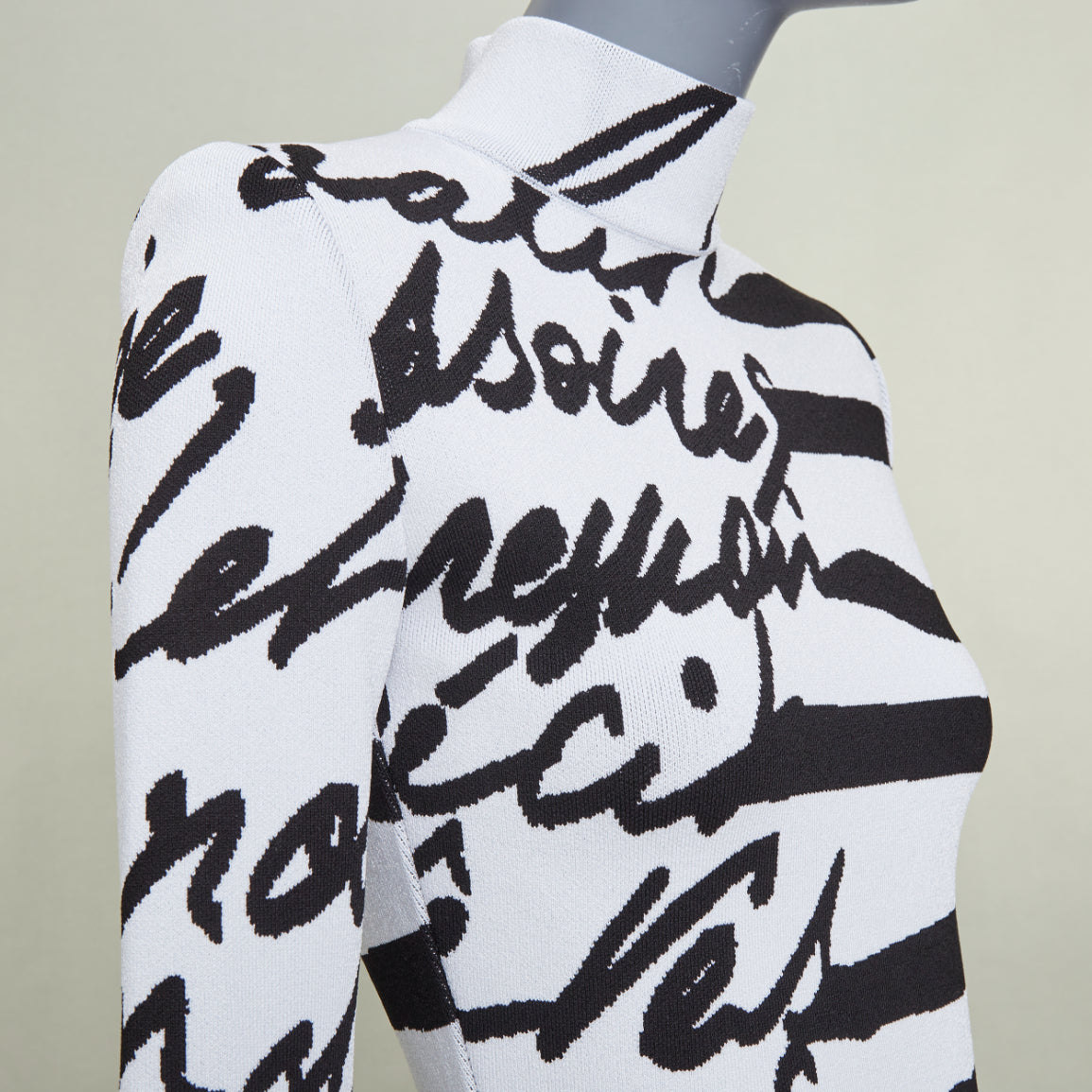Women's Balmain script stripe jacquard mock neck dress