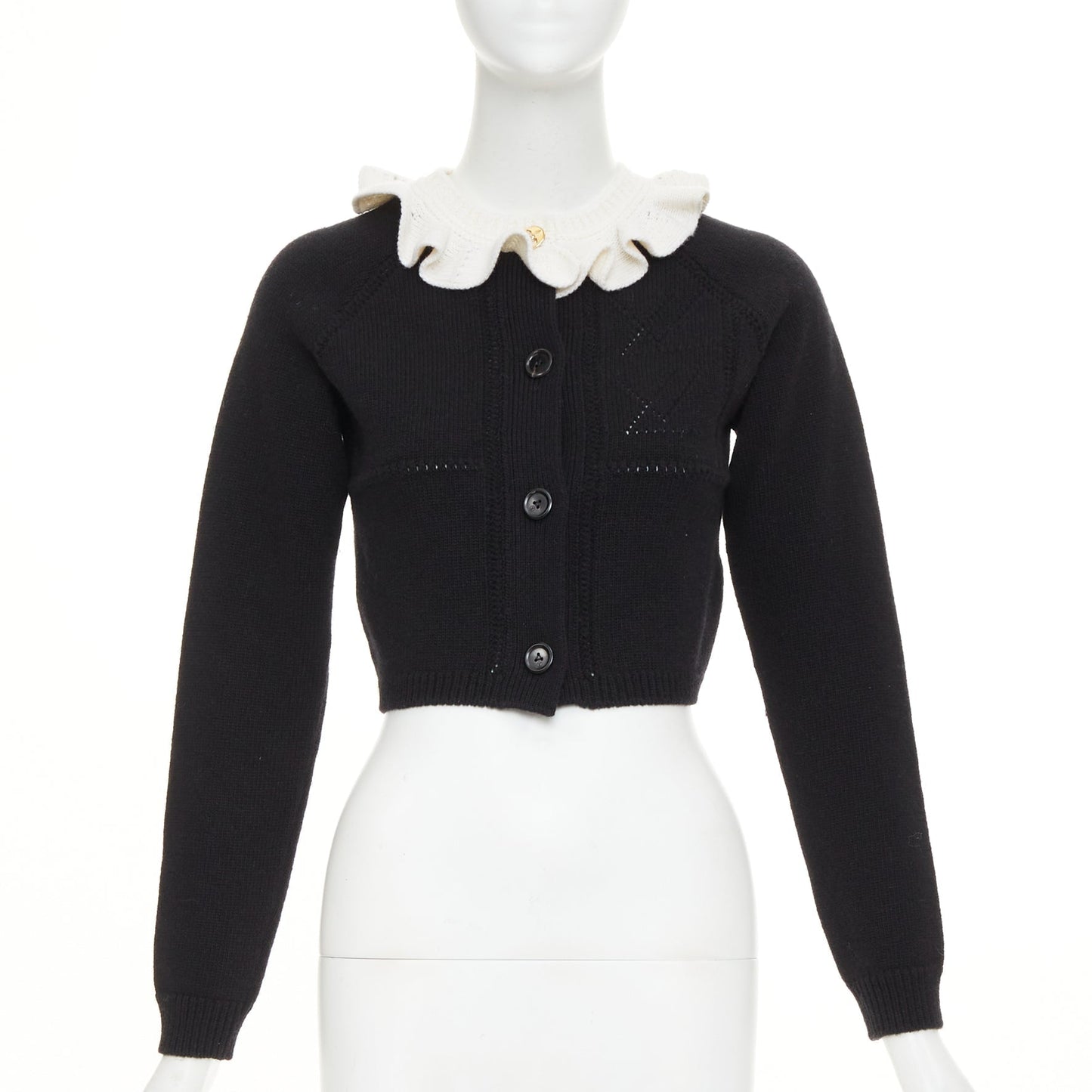 Women's Louis Vuitton wool blend ruffle collar cardigan