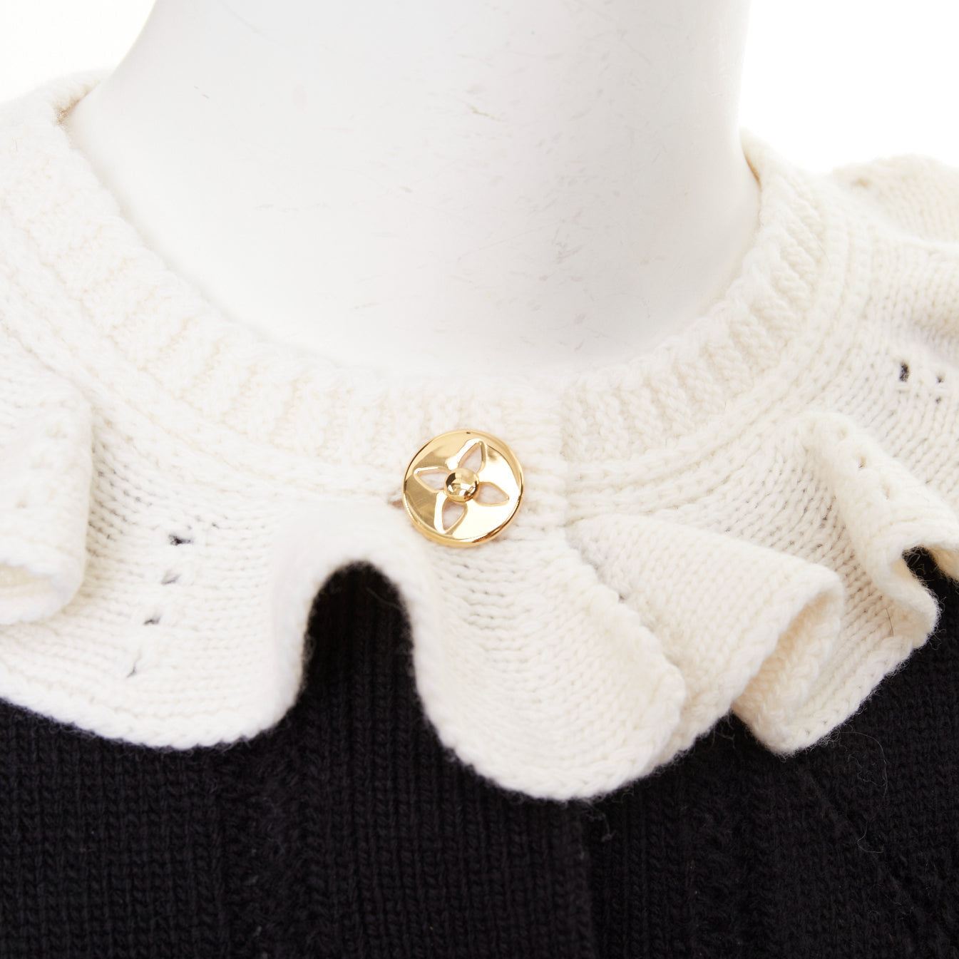 Women's Louis Vuitton wool blend ruffle collar cardigan