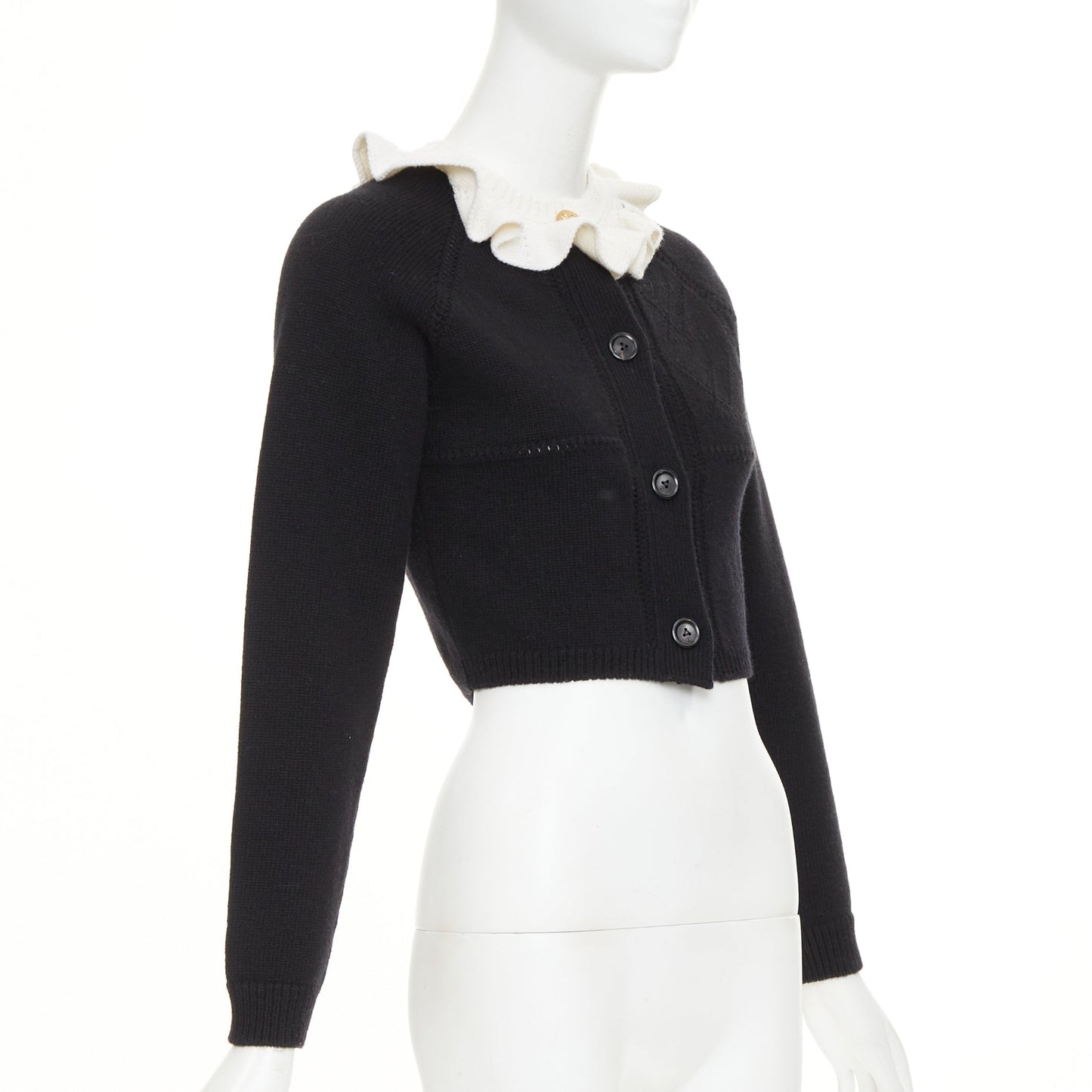 Women's Louis Vuitton wool blend ruffle collar cardigan