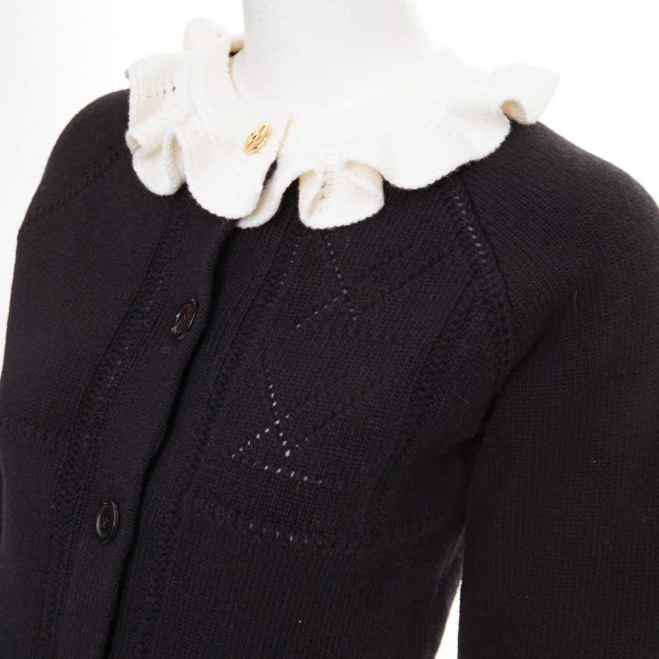 Women's Louis Vuitton wool blend ruffle collar cardigan