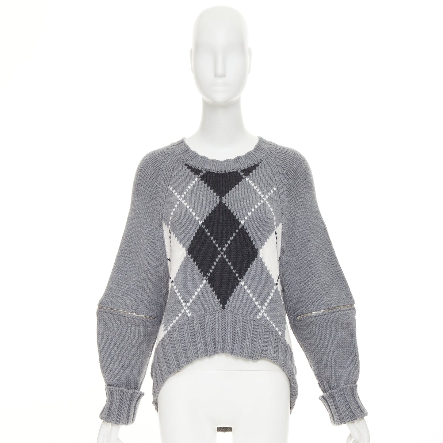Women's Alexander McQueen wool argyle zipper trim sweater