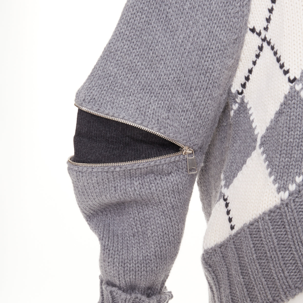 Women's Alexander McQueen wool argyle zipper trim sweater