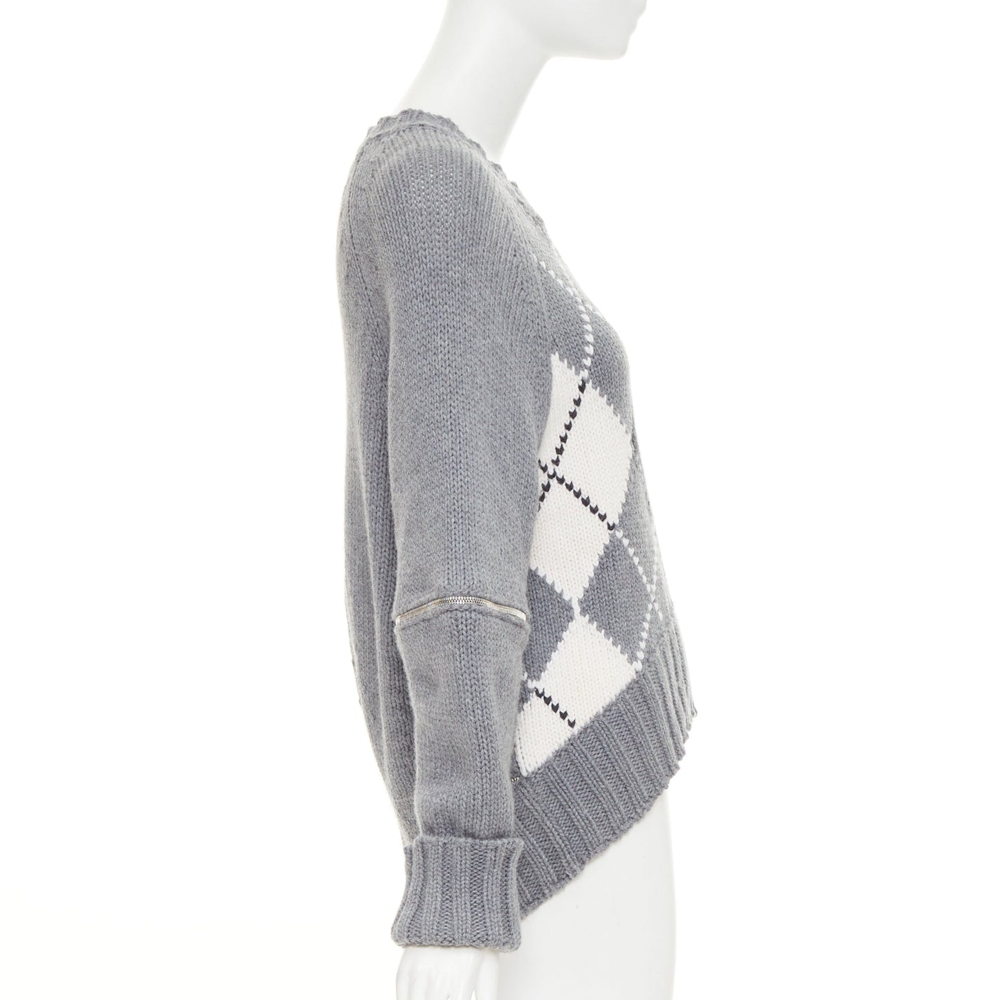 Women's Alexander McQueen wool argyle zipper trim sweater