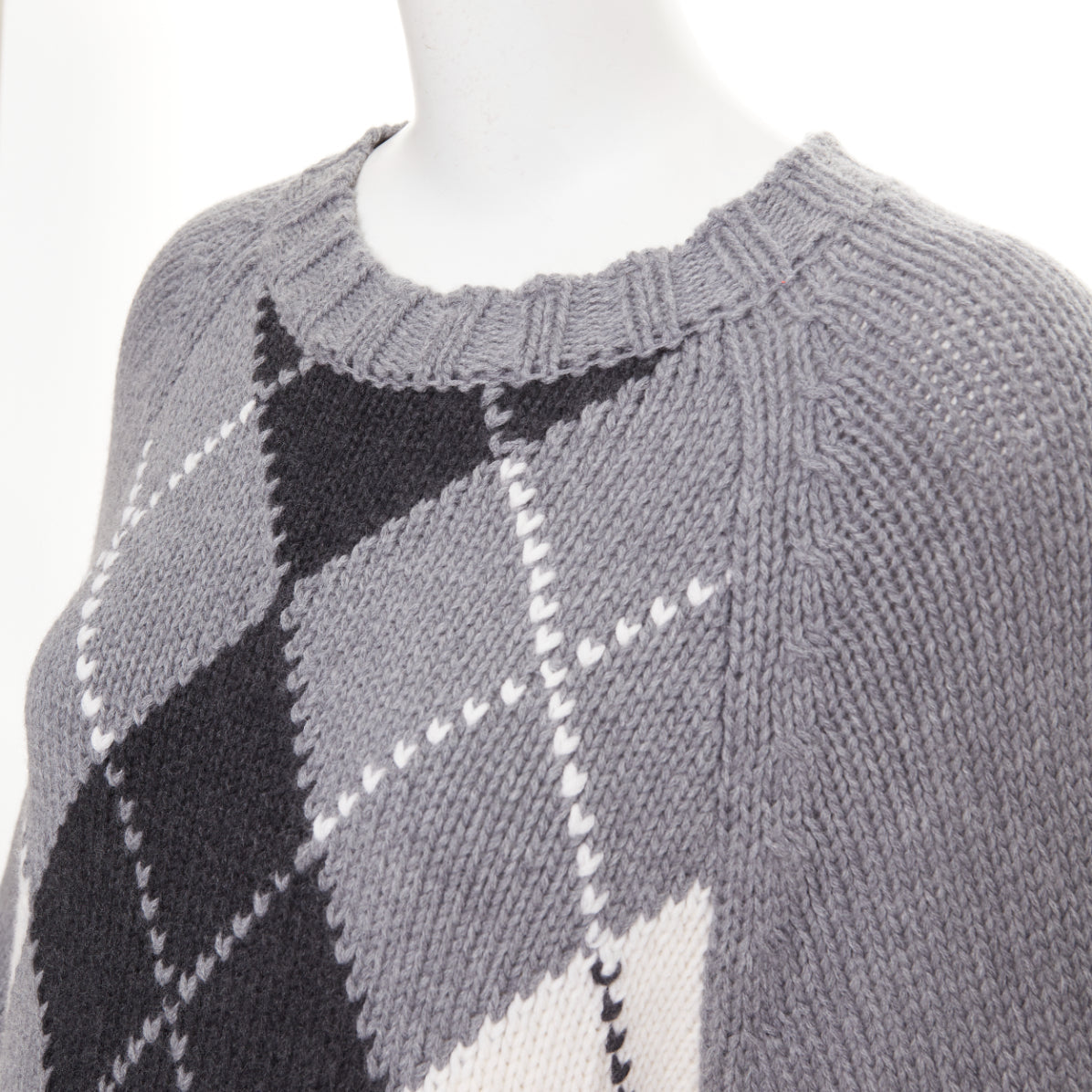Women's Alexander McQueen wool argyle zipper trim sweater