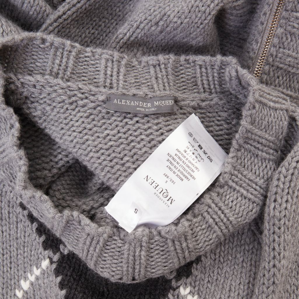 Women's Alexander McQueen wool argyle zipper trim sweater