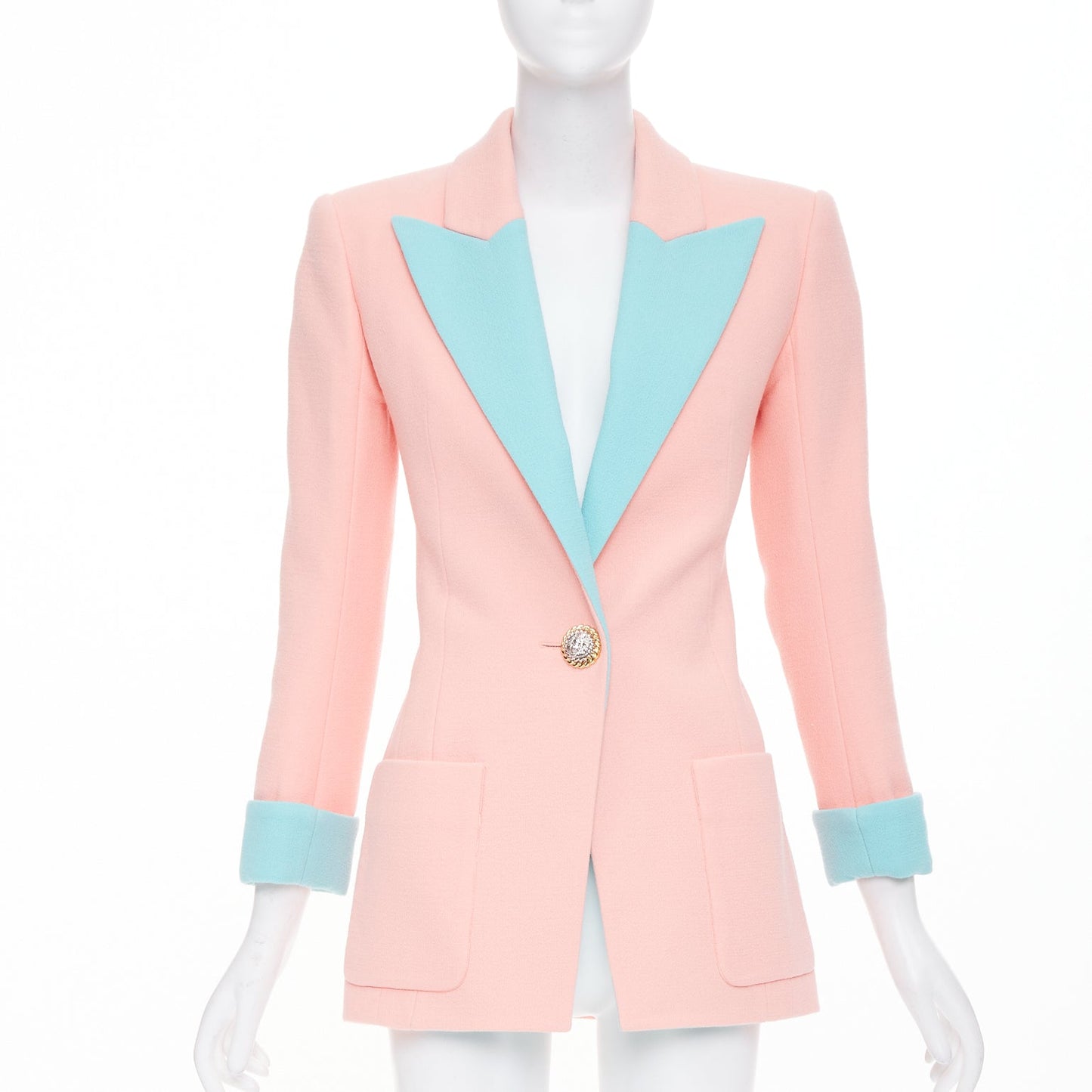 Women's Balmain wool crepe hourglass fitted blazer