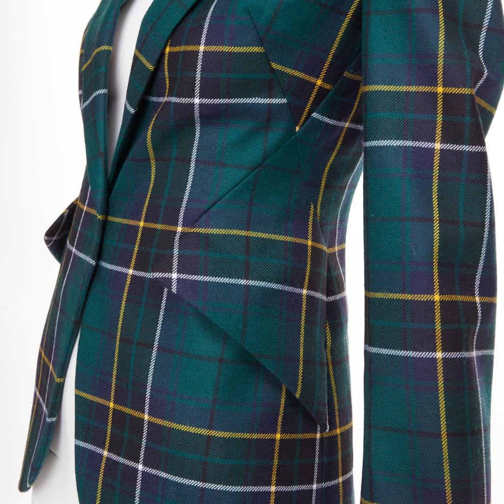 Women's Alexander McQueen wool tartan pointed shoulder blazer