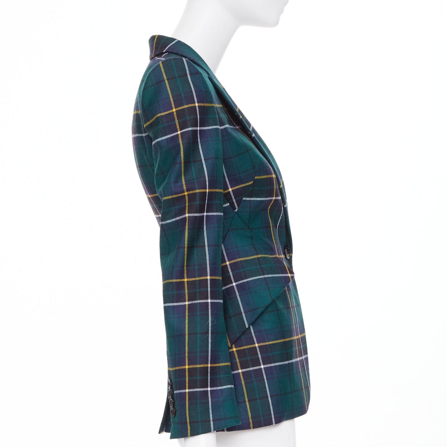 Women's Alexander McQueen wool tartan pointed shoulder blazer