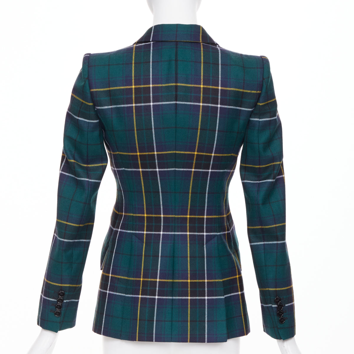 Women's Alexander McQueen wool tartan pointed shoulder blazer