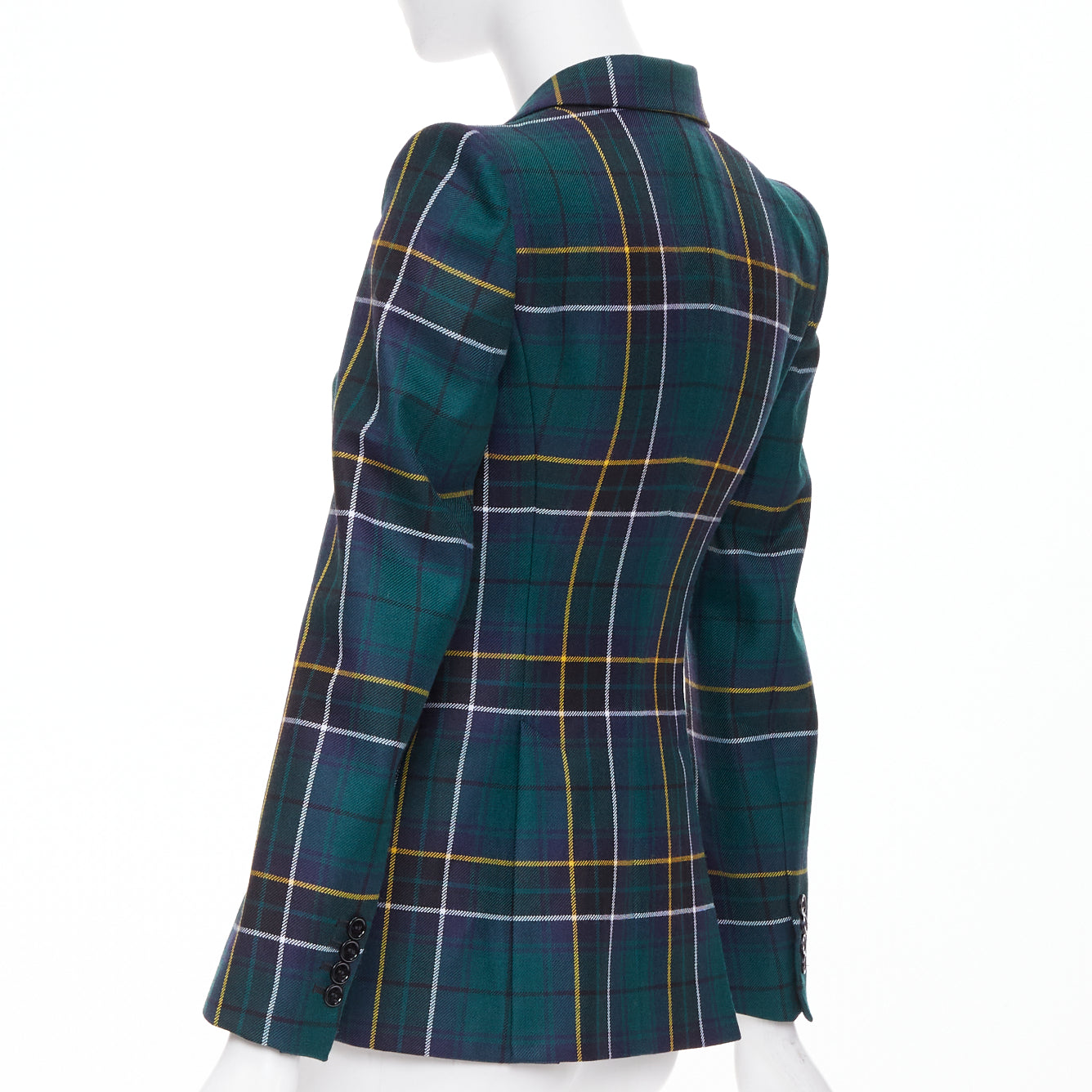 Women's Alexander McQueen wool tartan pointed shoulder blazer