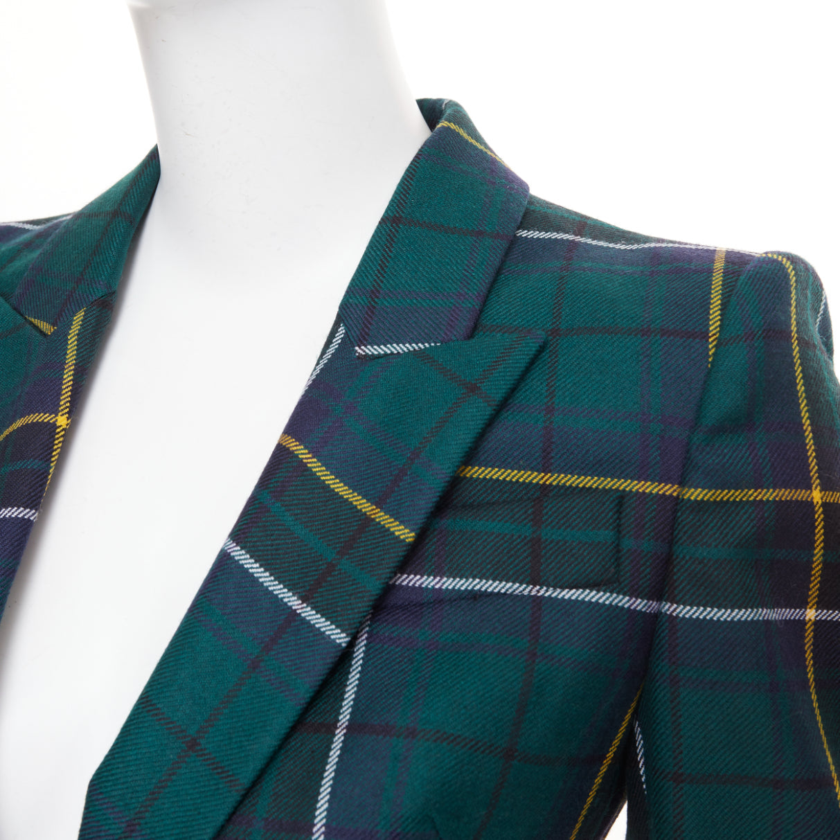 Women's Alexander McQueen wool tartan pointed shoulder blazer