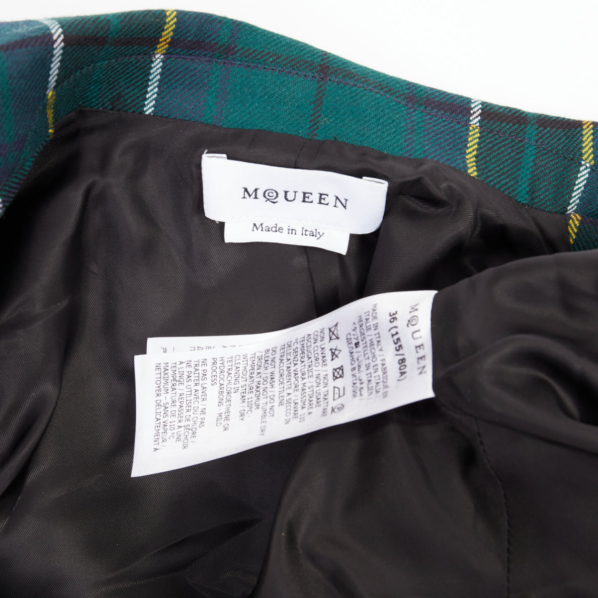 Women's Alexander McQueen wool tartan pointed shoulder blazer
