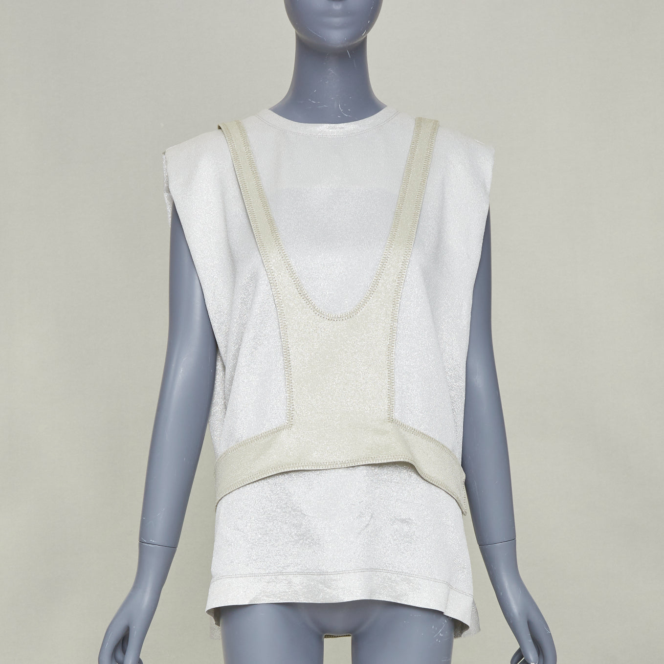 Women's Valentino metallic contrast bodice layered top