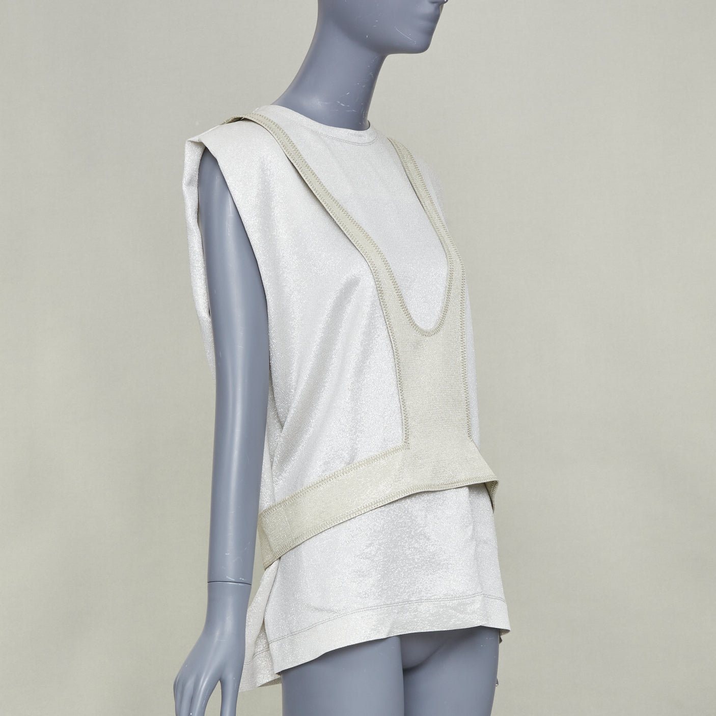 Women's Valentino metallic contrast bodice layered top