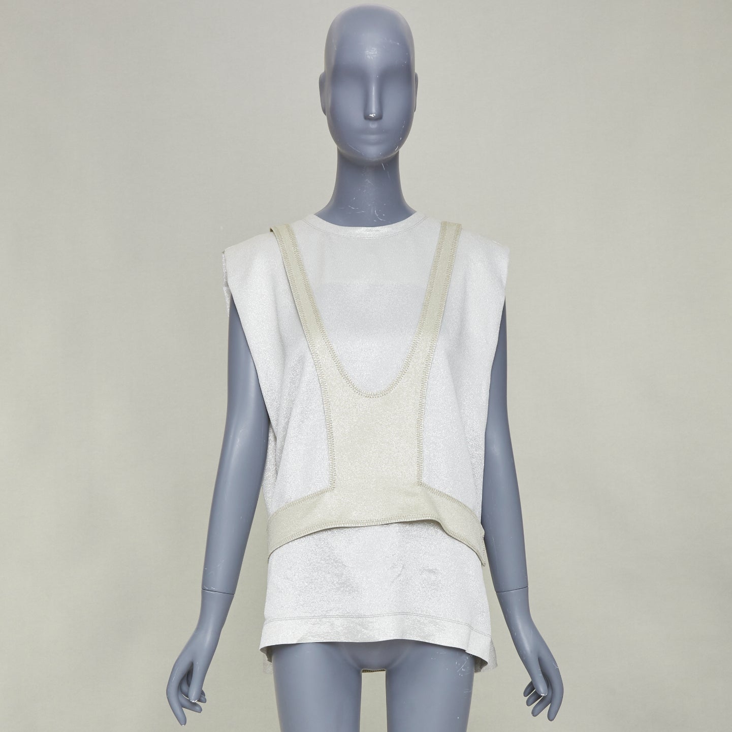 Women's Valentino metallic contrast bodice layered top