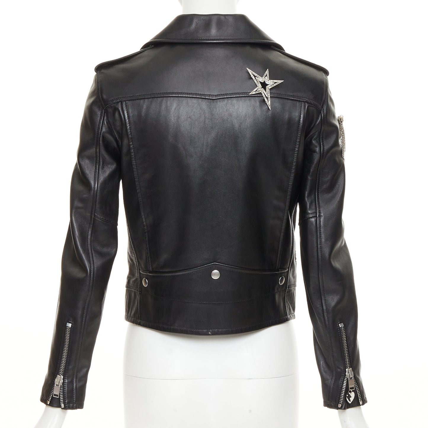 Women's Saint Laurent Pearl Heart embellished leather jacket