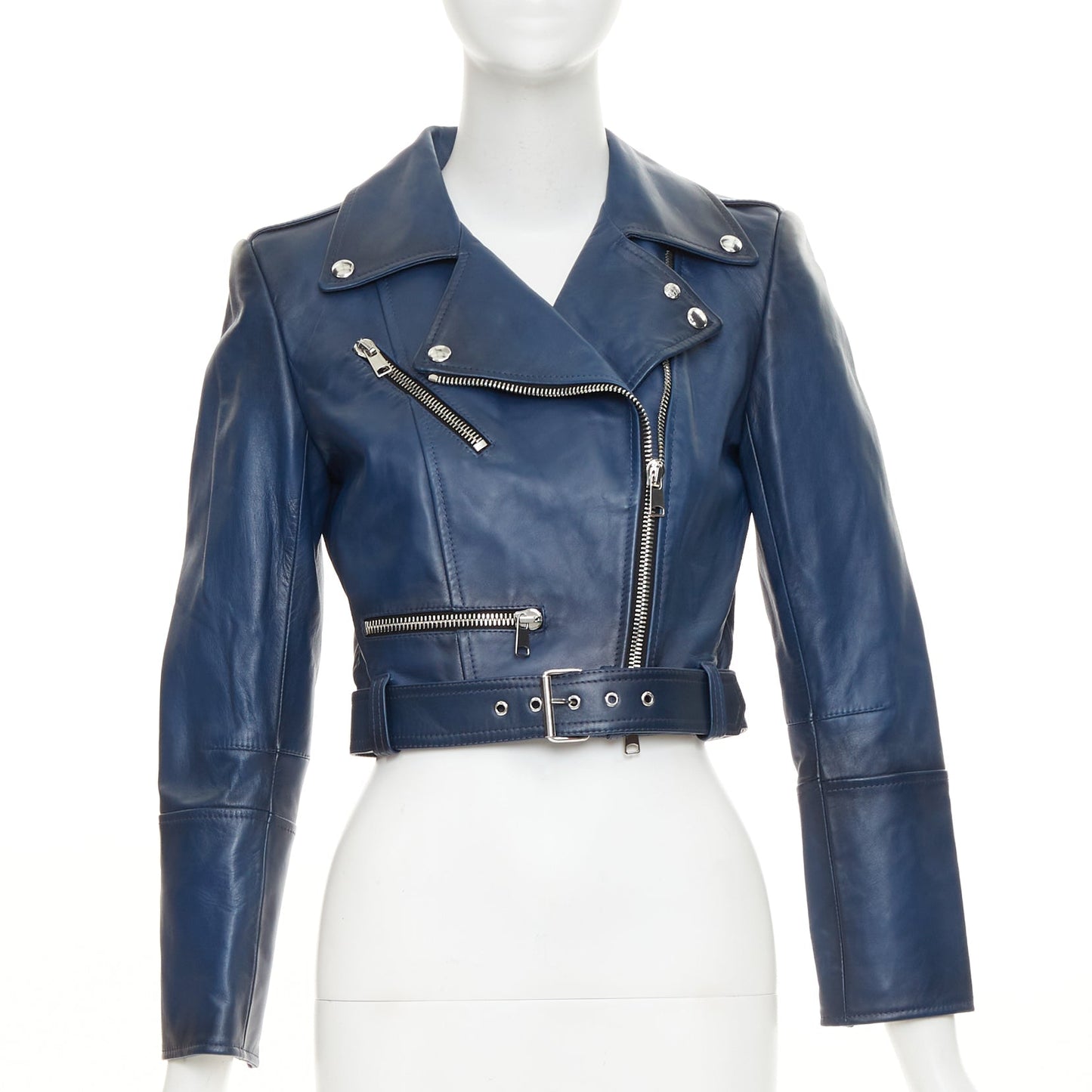 Women's Alexander McQueen asymmetric leather cropped biker jacket