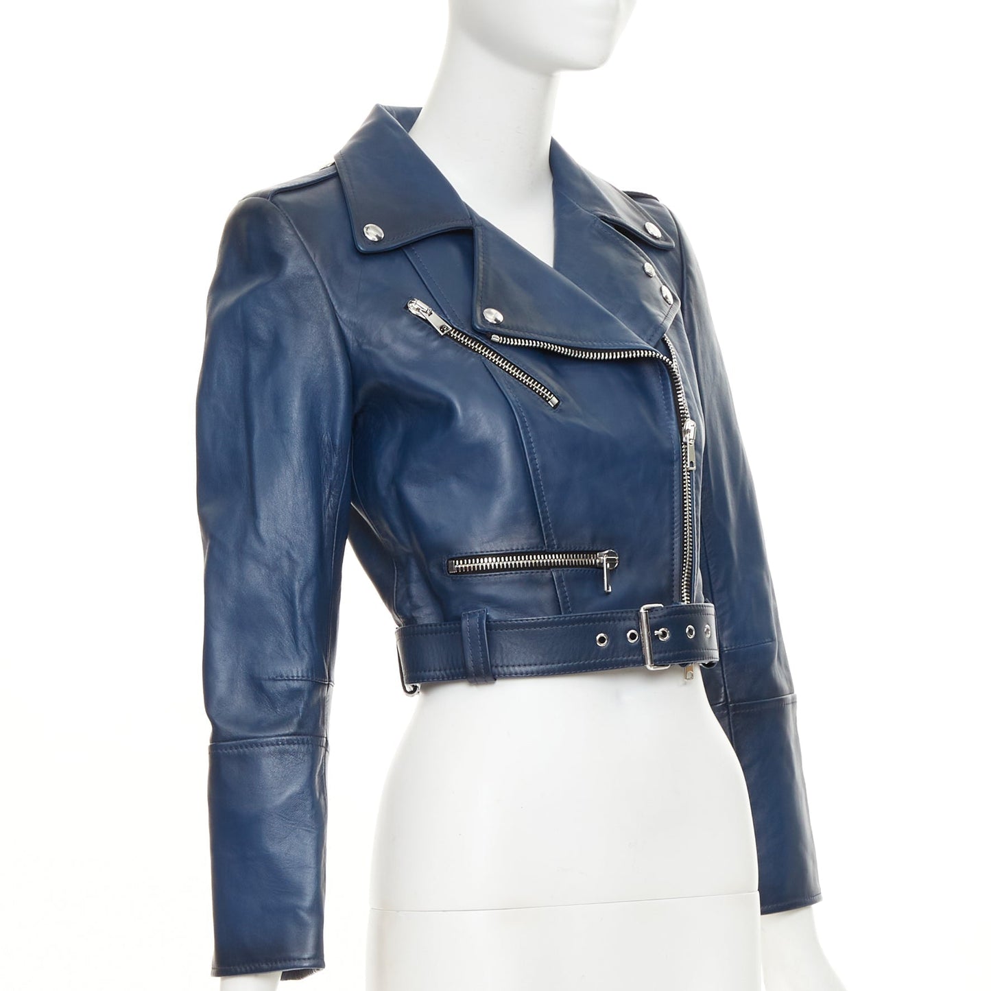 Women's Alexander McQueen asymmetric leather cropped biker jacket