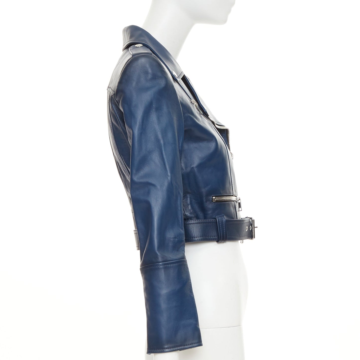 Women's Alexander McQueen asymmetric leather cropped biker jacket
