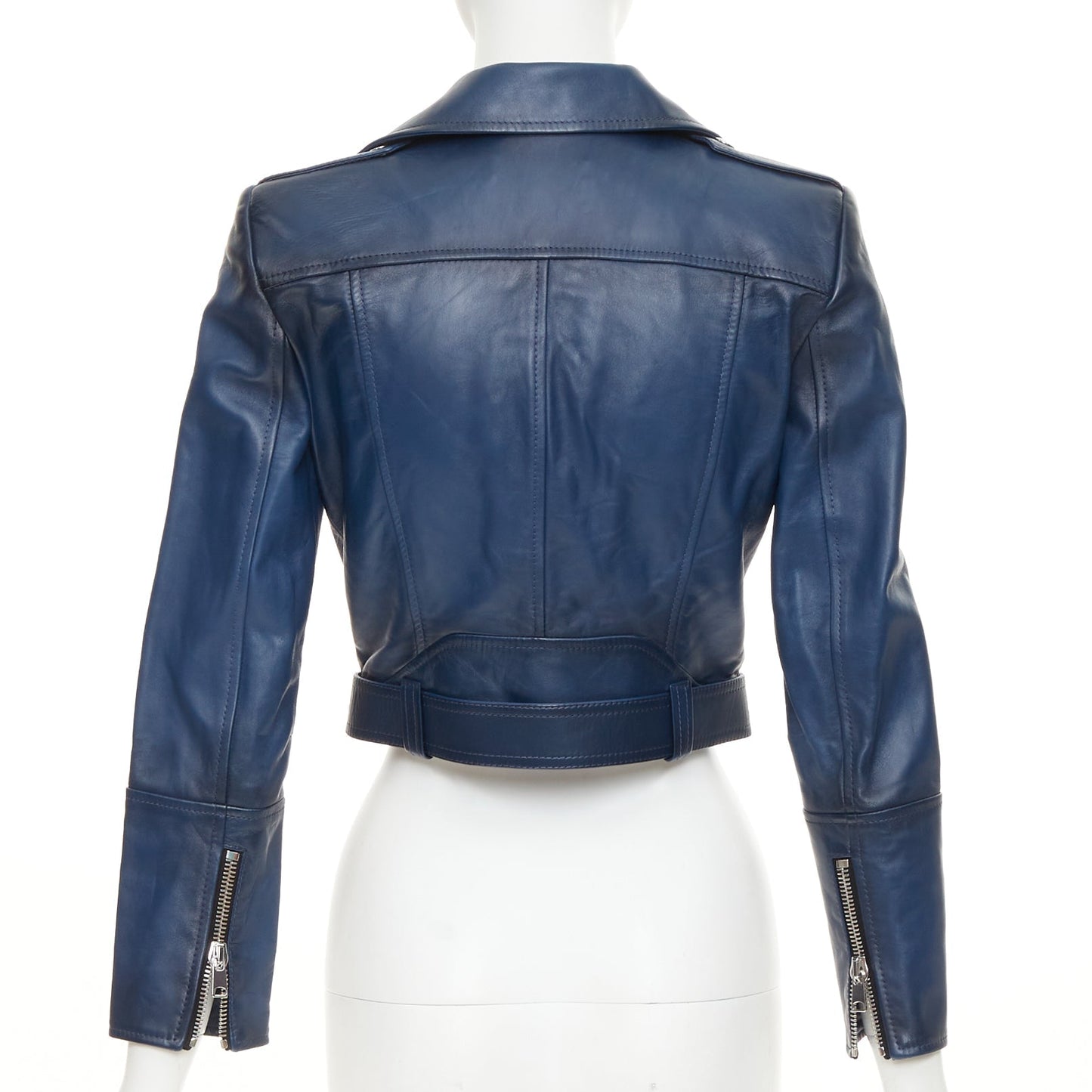 Women's Alexander McQueen asymmetric leather cropped biker jacket
