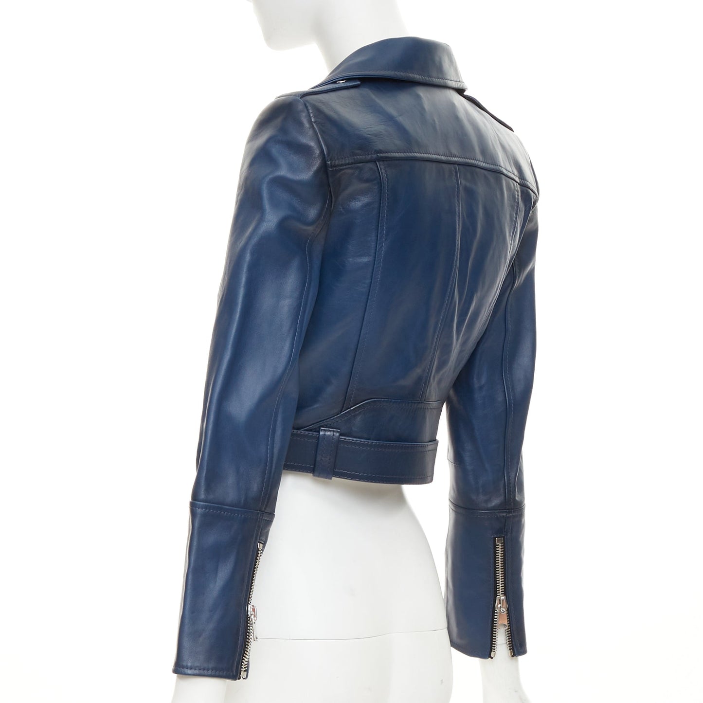 Women's Alexander McQueen asymmetric leather cropped biker jacket