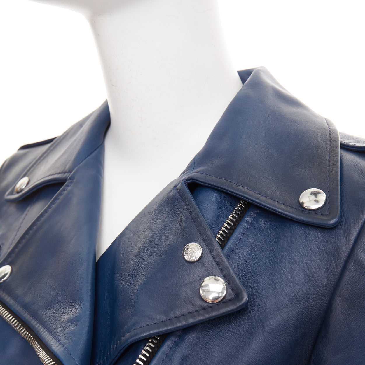 Women's Alexander McQueen asymmetric leather cropped biker jacket