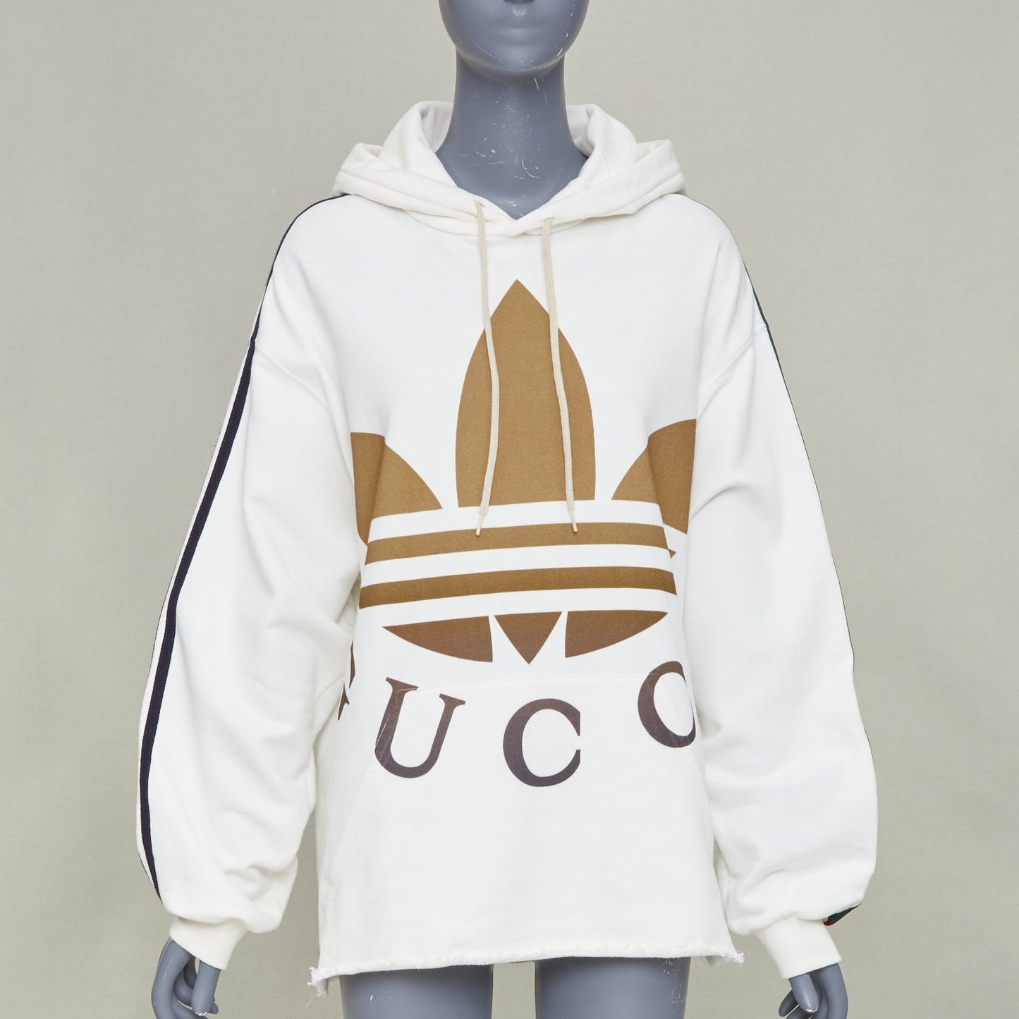 Women's Gucci Adidas Trefoil raw hem hoodie