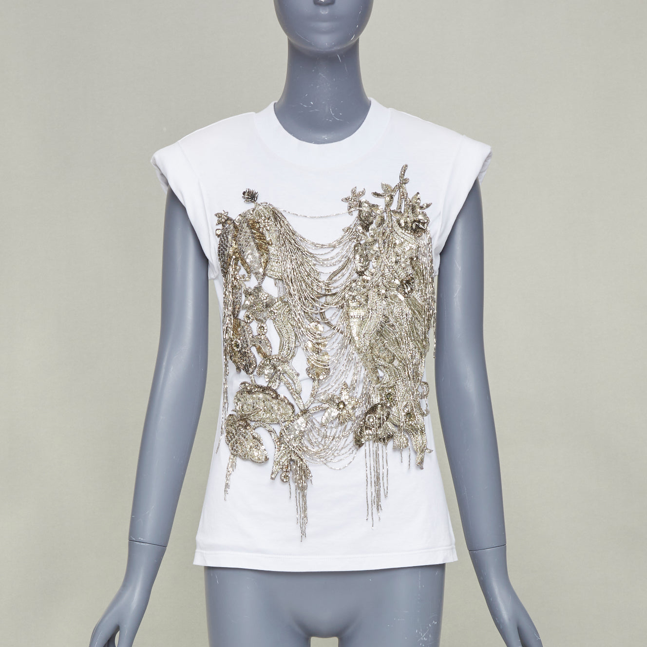 Women's Alexander McQueen sequin chain embroidered top