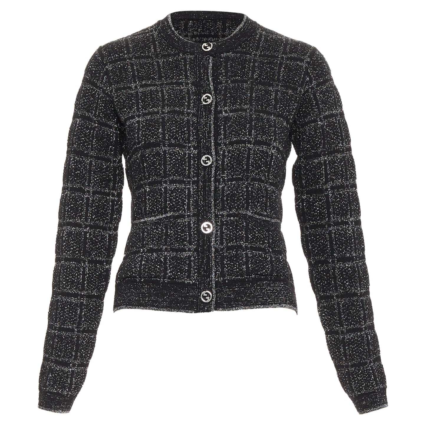 Women's Gucci metallic checked logo buttons cardigan