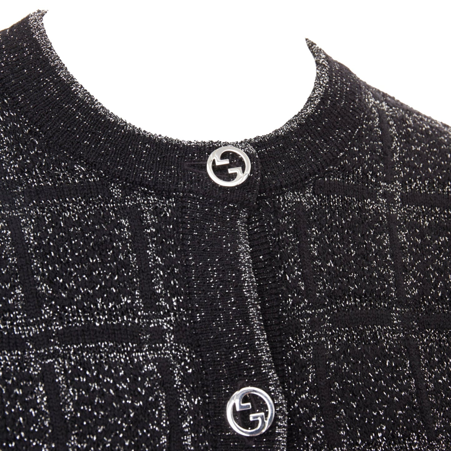 Women's Gucci metallic checked logo buttons cardigan
