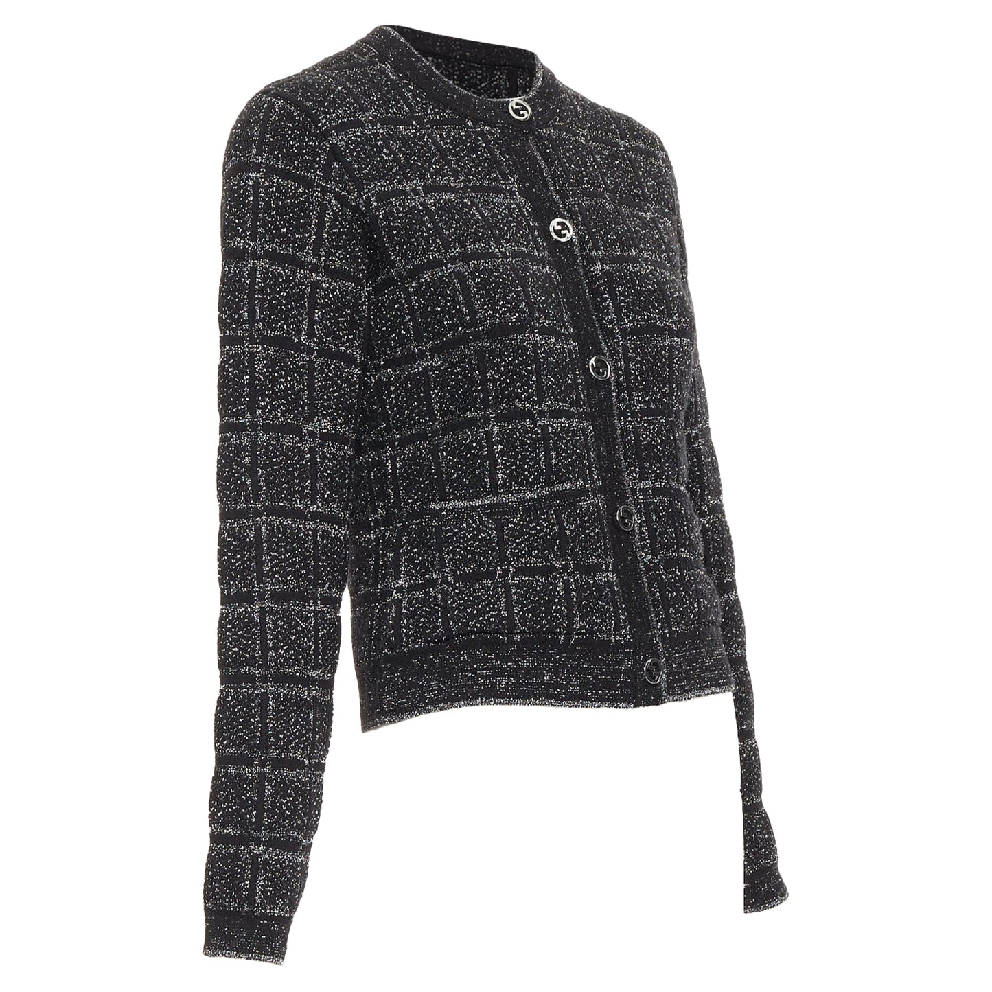 Women's Gucci metallic checked logo buttons cardigan