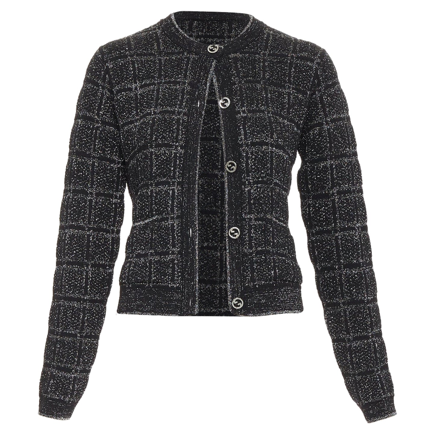 Women's Gucci metallic checked logo buttons cardigan
