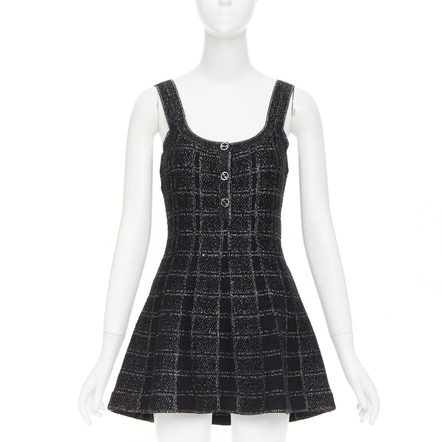 Women's Gucci lame check jacquard logo mini dress