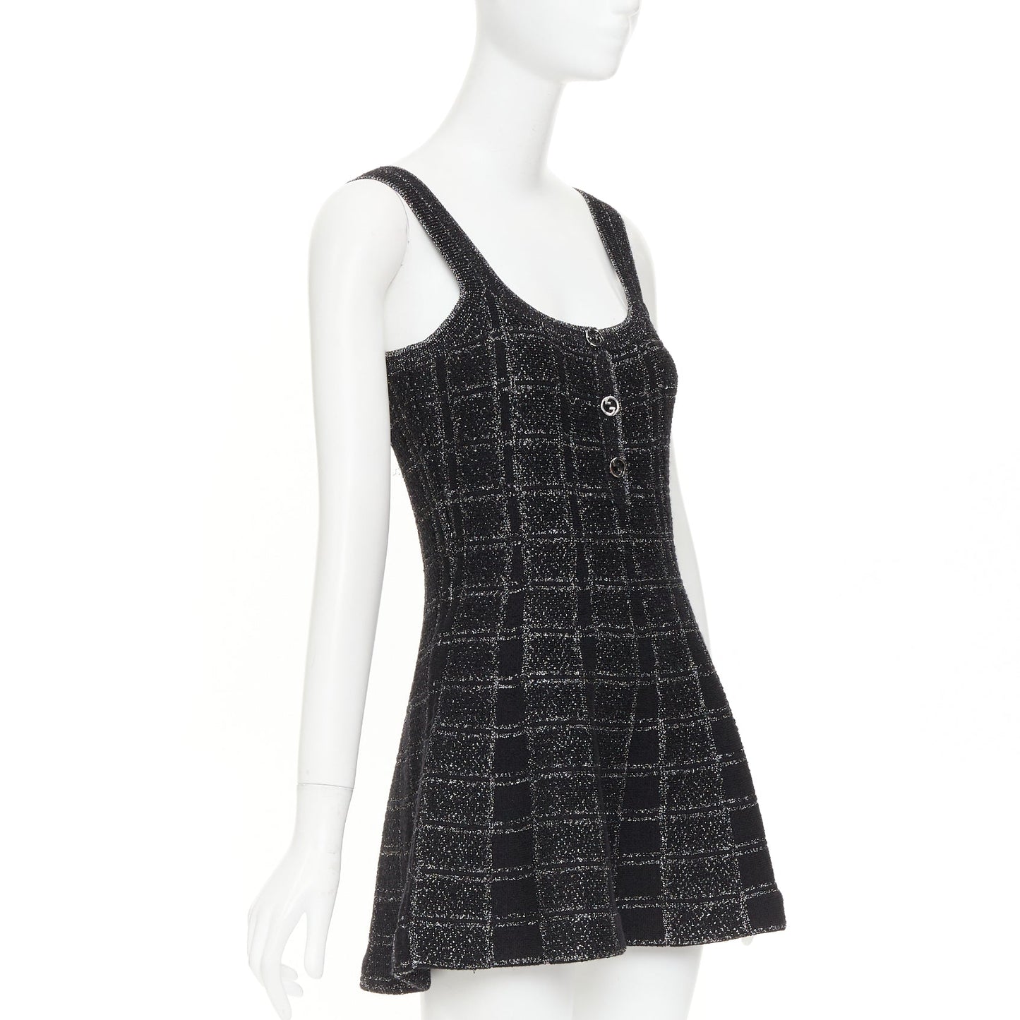 Women's Gucci lame check jacquard logo mini dress