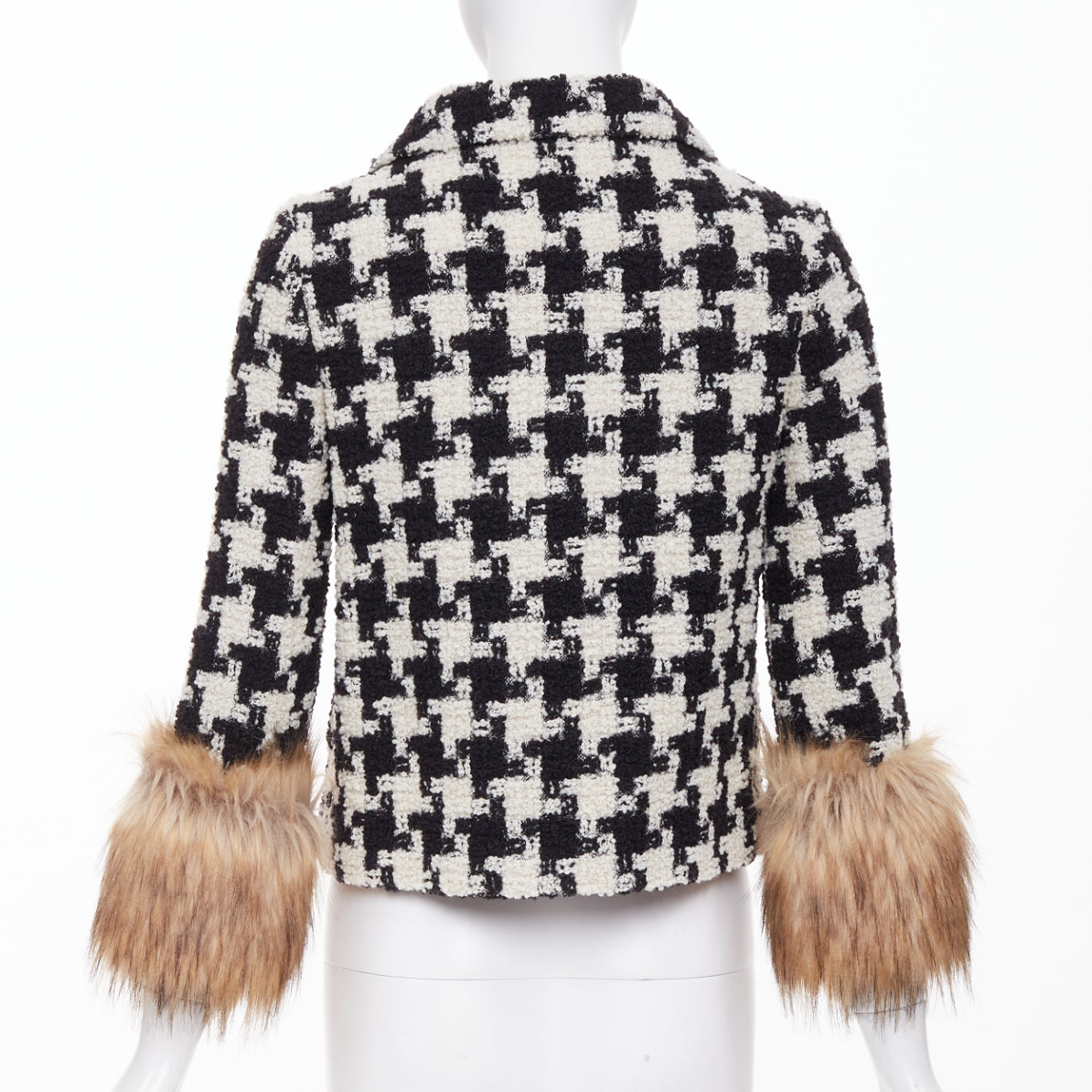 Women's Valentino Mossi Faux Fur Houndstooth tweed jacket