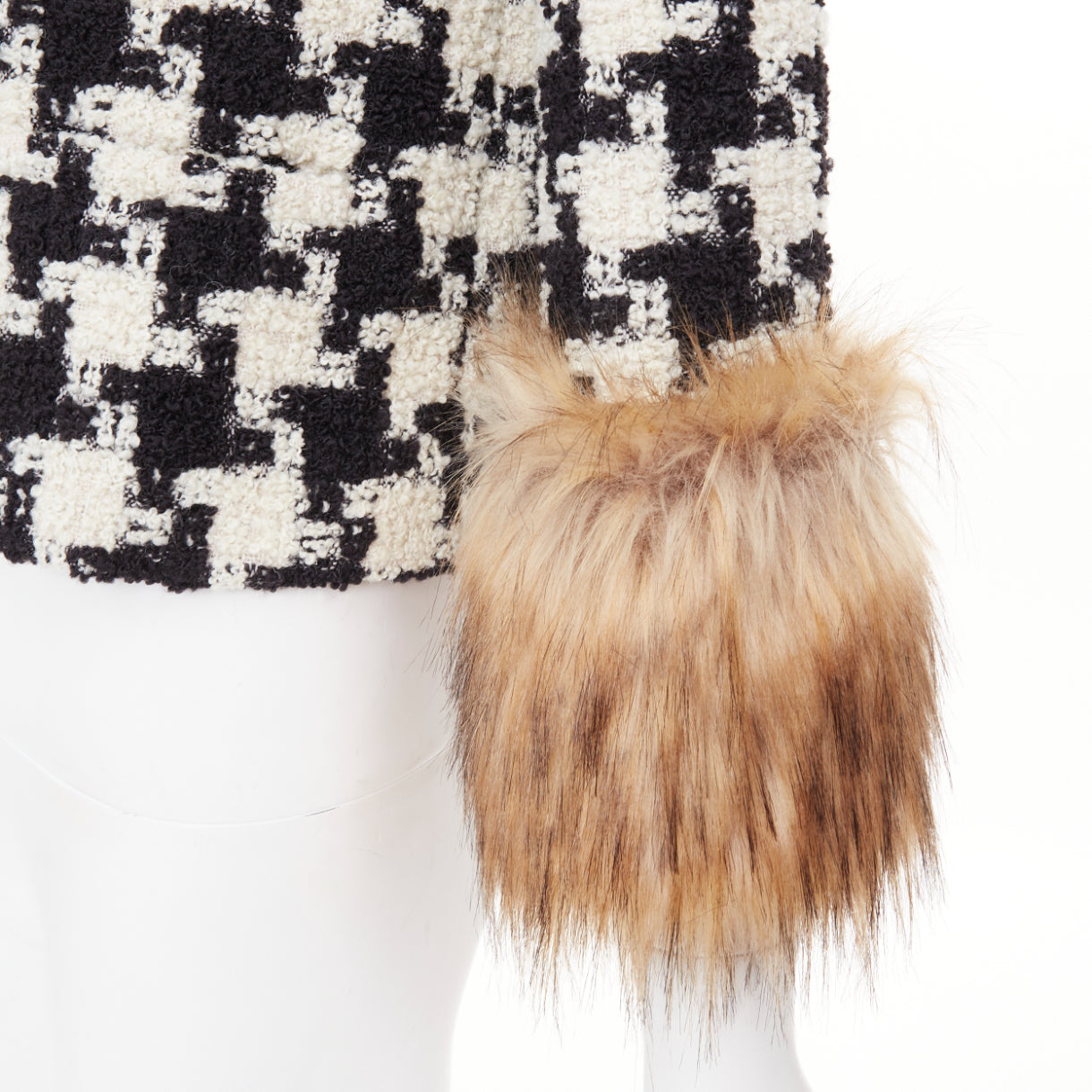 Women's Valentino Mossi Faux Fur Houndstooth tweed jacket