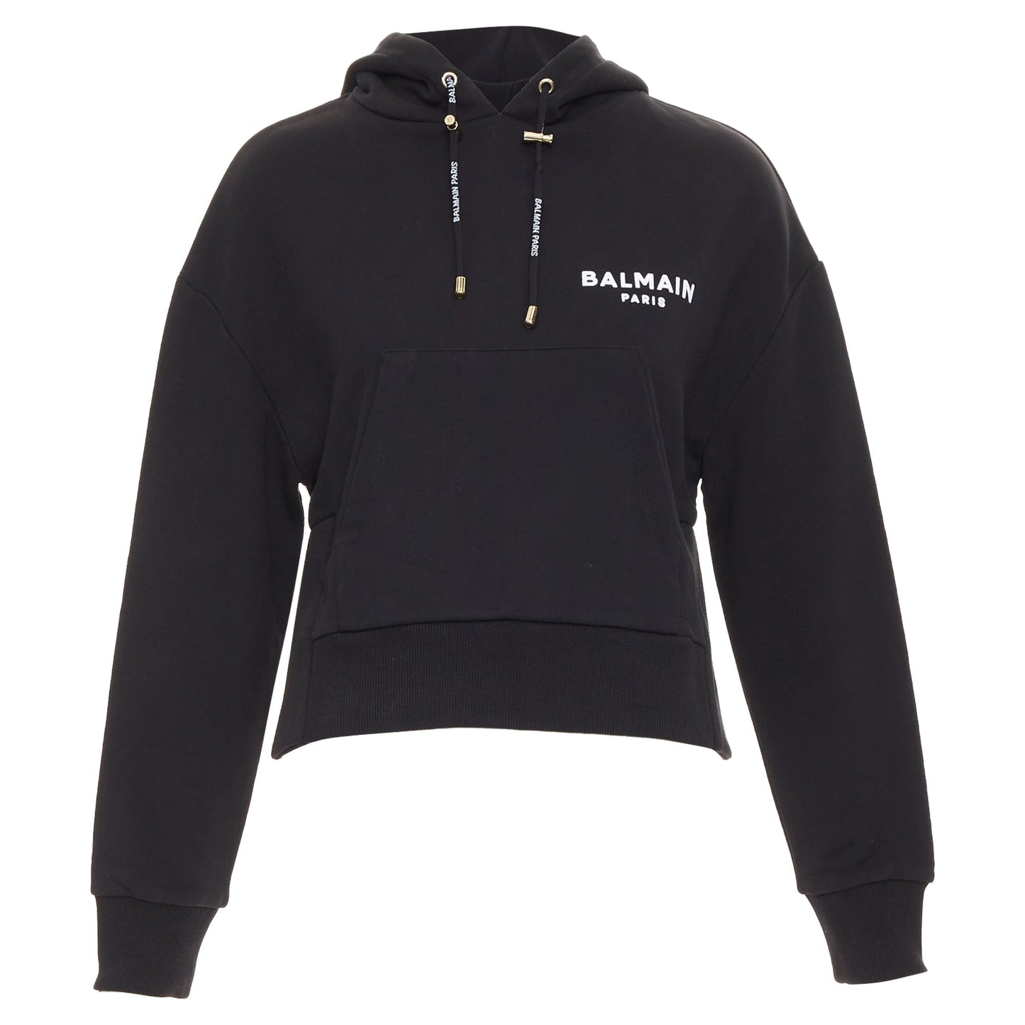 Women's Balmain cotton felt logo print side split hoodie