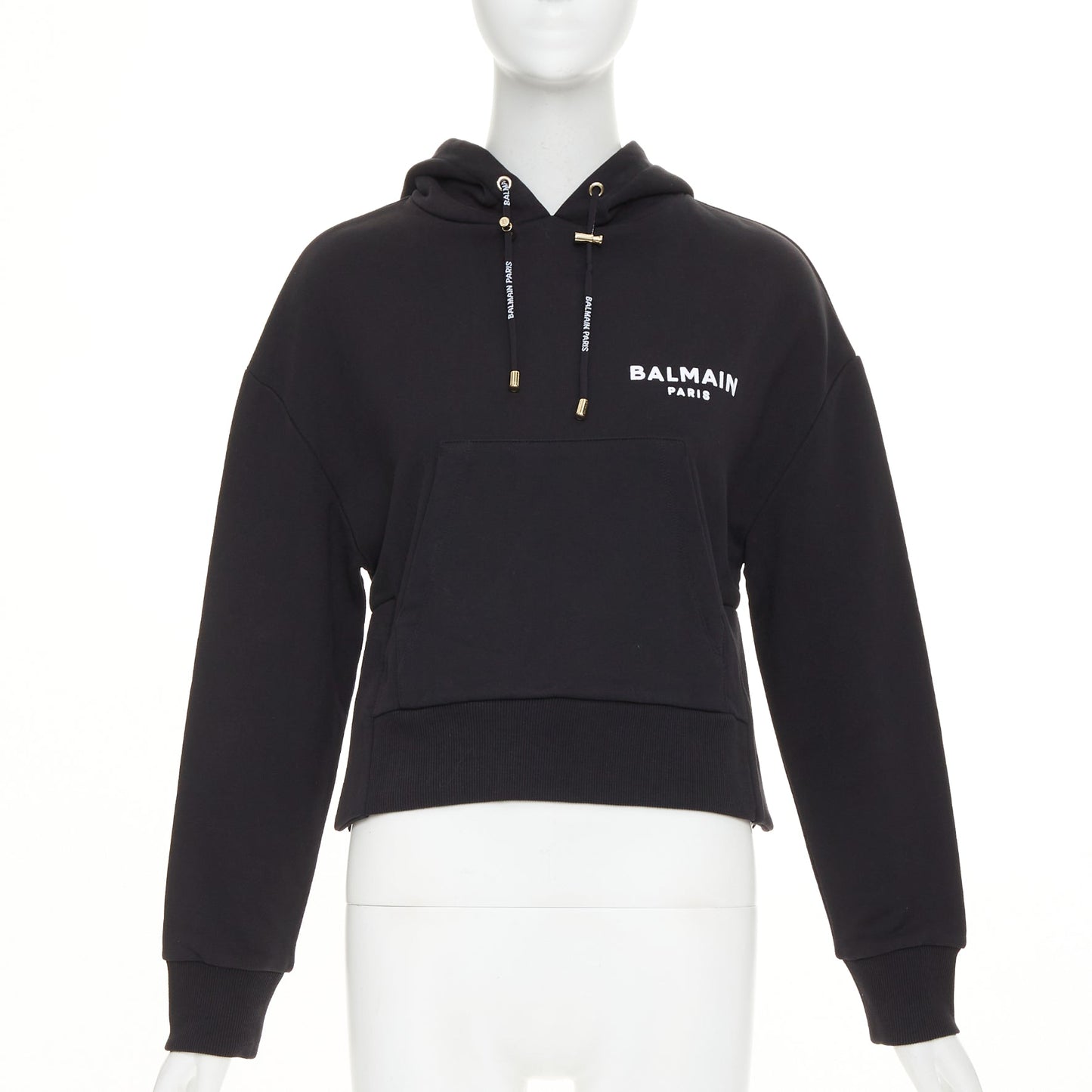 Women's Balmain cotton felt logo print side split hoodie