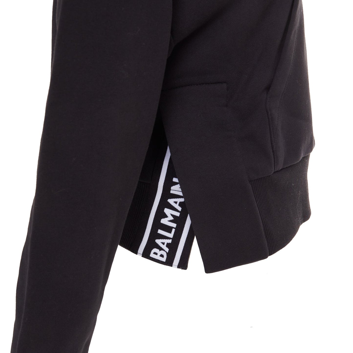 Women's Balmain cotton felt logo print side split hoodie