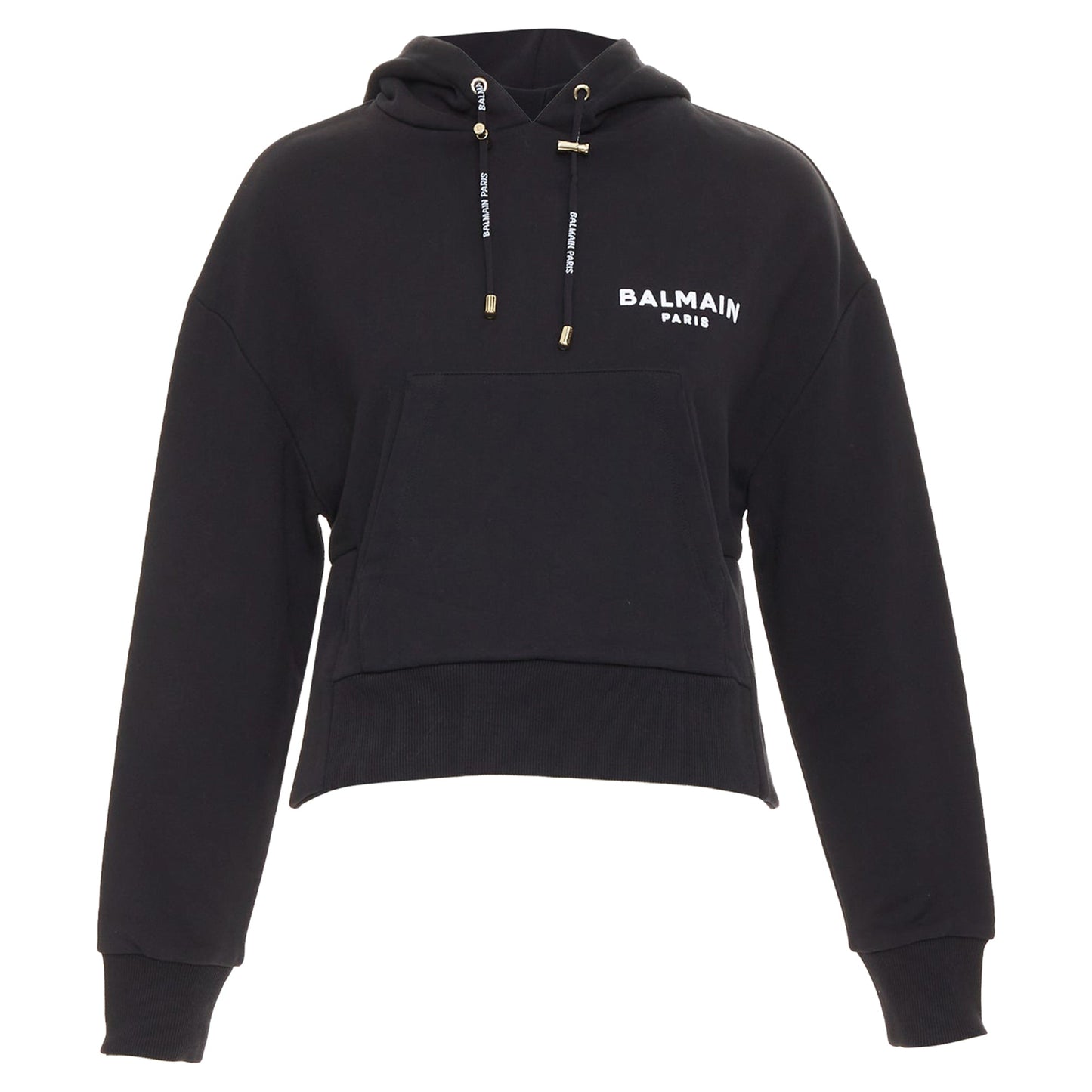 Women's Balmain cotton felt logo print side split hoodie