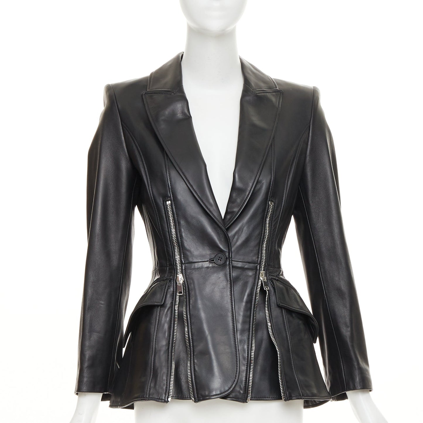 Women's Alexander McQueen leather peplum blazer jacket