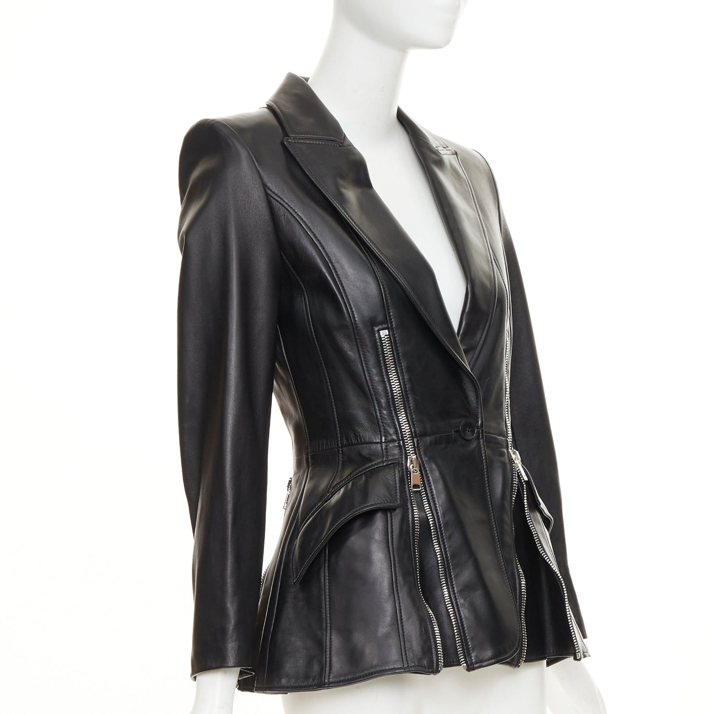 Women's Alexander McQueen leather peplum blazer jacket