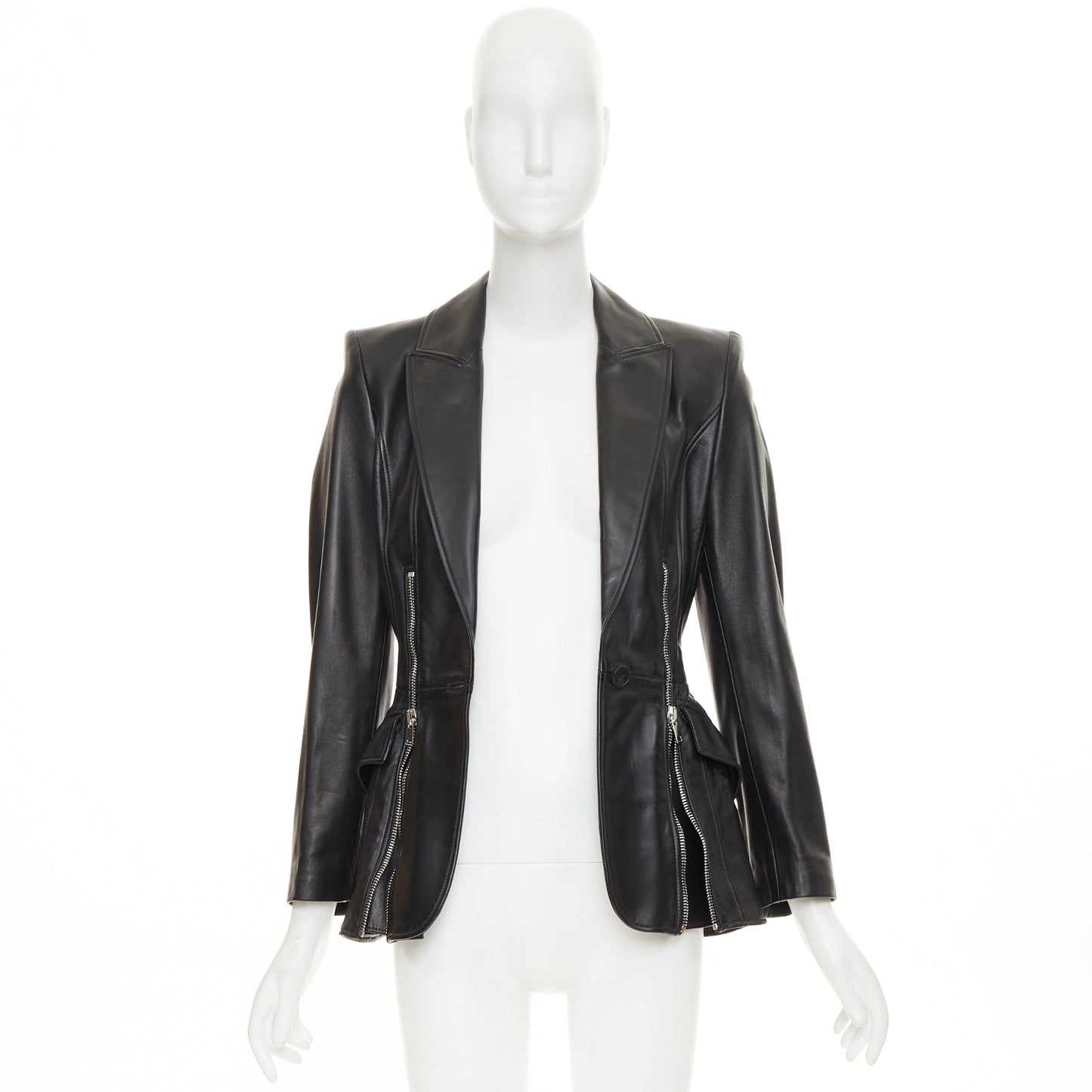 Women's Alexander McQueen leather peplum blazer jacket