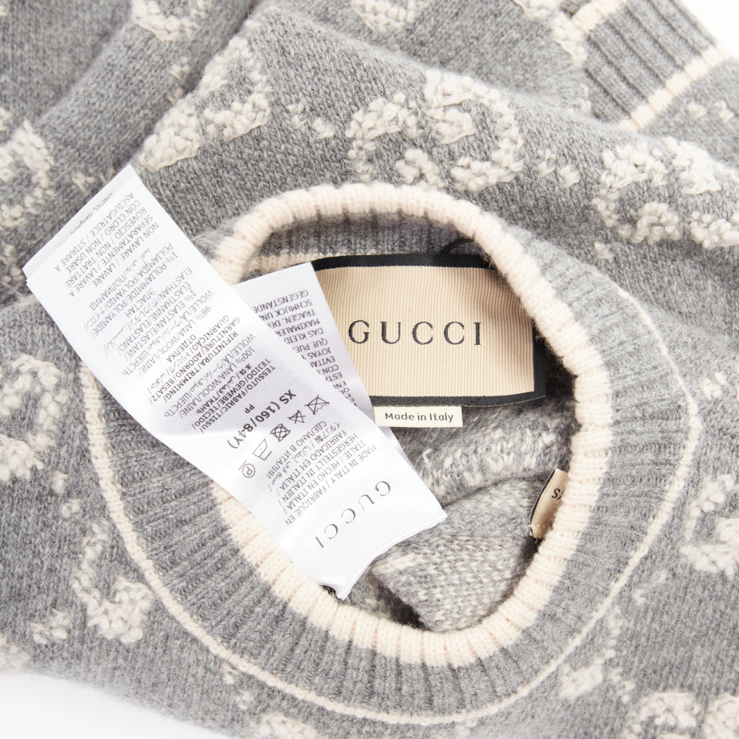 Women's Gucci wool GG monogram intarsia boucle crop sweater
